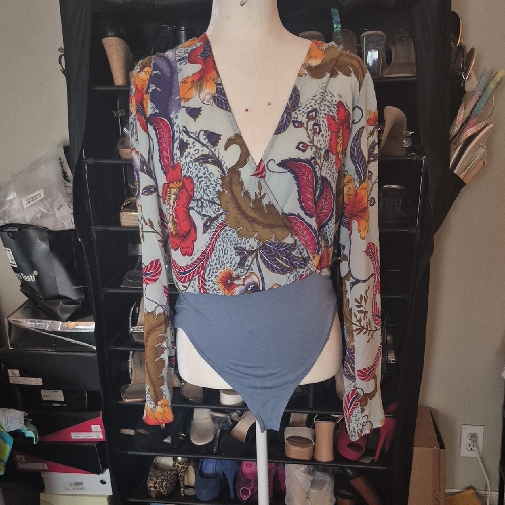 Fashion Nova Multicolor Floral Bodysuit
